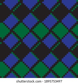 Green Argyle, diamond shape seamless pattern background suitable for fashion textile, knitwear, graphics