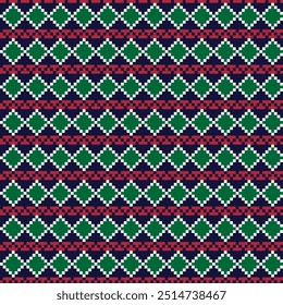 Green Argyle Messe Insel nahtloses Muster Design für Strickwaren, Modetextilien, Grafiken