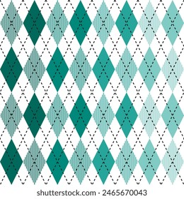 Motif argyle vert. Argyle  motif de Image vectorielle. Motif argyle. Motif géométrique harmonieux de vêtements, papier à envelopper, arrière-plan, arrière-plan, carte cadeau, pull.