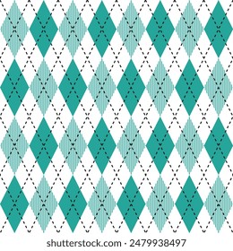 Green argyle pattern. Argyle vector pattern. Argyle pattern. Seamless geometric pattern for clothing, wrapping paper, backdrop, background, gift card, sweater.