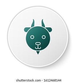 Green Aries zodiac sign icon isolated on white background. Astrological horoscope collection. White circle button. Vector Illustration