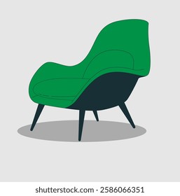 green arm chair isolated on white background