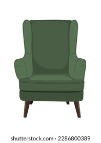 Green arm chair stylish retro furniture vector.