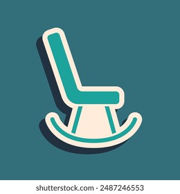 Green Armchair icon isolated on green background. Long shadow style. Vector