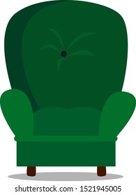 Sillón verde, ilustración, vector sobre fondo blanco.