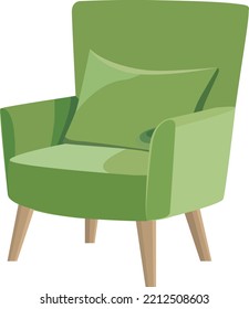 Green armchair isolated on white. Vector illustration