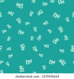 Green Armored truck icon isolated seamless pattern on green background.  Vector Illustration