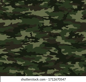 
Green army camo texture seamless pattern for print. Vector illustration.