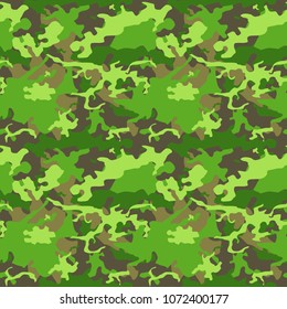 Green army camo vector texture - seamless military fashion pattern.
