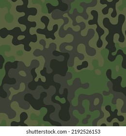 Green army camouflage, seamless pattern. Vector camo military background. Fabric textile print template.