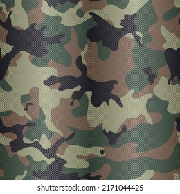 Green army camouflage, vector texture, trendy urban background on textile