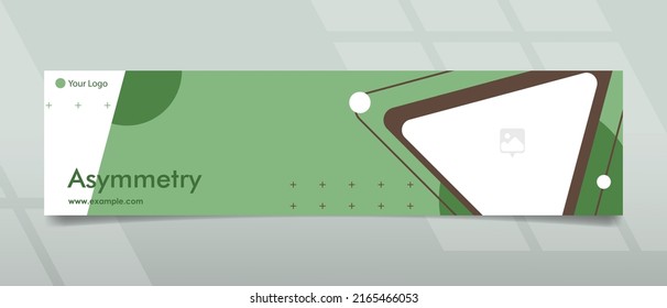 Green army colored banner design with modern flat style in asymmetric concept