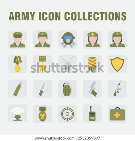 Green army Icon collections sheet