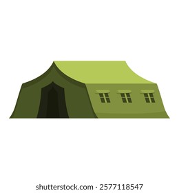 Green army tent providing temporary housing for soldiers during operations, symbolizing military presence and preparedness