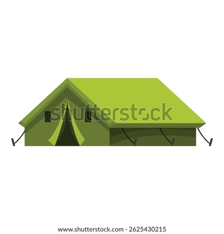 Green army tent providing temporary accommodation for soldiers in field conditions