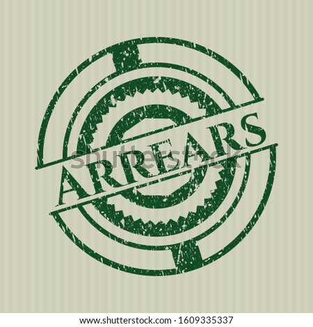 Green Arrears distress rubber stamp