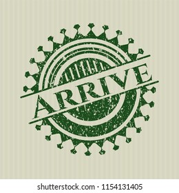 Green Arrive distressed grunge style stamp