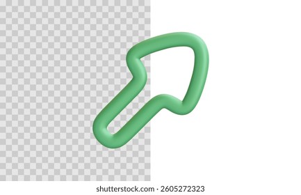 Green up arrow in 3d realistic style isolated on transparent background. Vector illustration