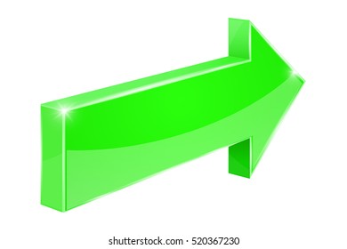 Green arrow. 3d web icon. Vector illustration isolated on white background