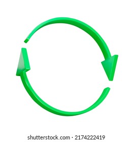 Green arrow around 3d icon. Reset. Isolated object on a transparent background