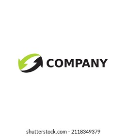 Green Arrow Bolt Logo Design with Negative Space 