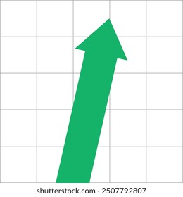 green arrow business graph pointing up grid background represent profit