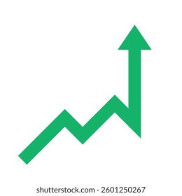 Green arrow business graph pointing straight up representing profit