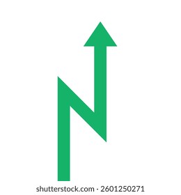 Green arrow business graph pointing straight up vertically representing profit