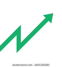 Green arrow business graph pointing up diagonally representing profit