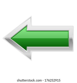 Green arrow button with metallic border