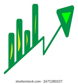 Icono de flecha verde que representa el crecimiento del Precio, las estadísticas financieras y el análisis del mercado económico