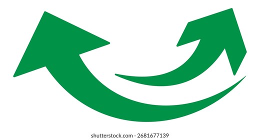 Vector de dirección de curva de flecha verde. Signo de flecha curva. Conjunto de Vector de icono de flecha de curva verde larga. Icono de flecha para su diseño de Sitio web, logotipo, App, interfaz de usuario.
