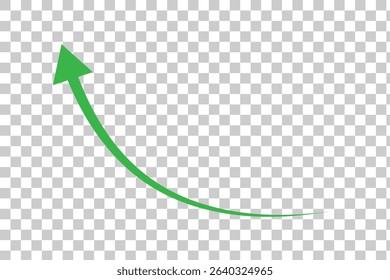 Green arrow curve arrow vector. Curved arrow sign. Set of long green curve arrow icon vector. 