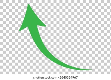 Green arrow curve arrow vector. Curved arrow sign. Set of long green curve arrow icon vector. 