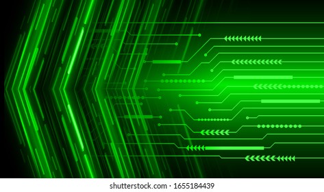 fondo del concepto de tecnología futura del circuito del cibercircuito de la flecha verde