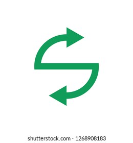 green arrow design vector, icon process flow, rotation logo, reload symbol isolated, refresh sign