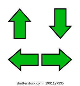 green arrow and diagonal arrow sign for map, arrow button for graphic game, arrow for direction, vector