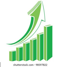 Green arrow diagram chart. Detailed vector illustration