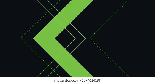 Green arrow direction on dark blank space vector background