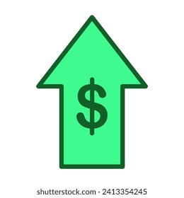 Flecha verde hacia arriba con símbolo de dólar
