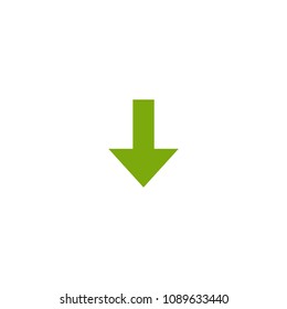green arrow down icon. download sign. isolated on white. Vector flat button.