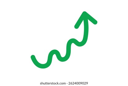 green arrow up and down. Long arrows icon. Long curved hand-drawn arrow isolated. Brush. Texture.