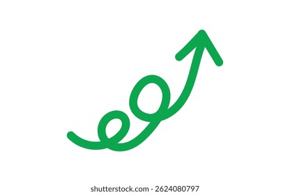green arrow up and down. Long arrows icon. Long curved hand-drawn arrow isolated. Brush. Texture.