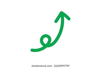 green arrow up and down. Long arrows icon. Long curved hand-drawn arrow isolated. Brush. Texture.