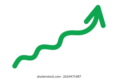 green arrow up and down. Long arrows icon. Long curved hand-drawn arrow isolated. Brush. Texture.