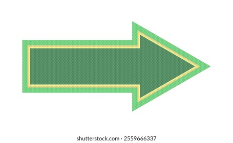 Green arrow with elements of triangular geometric patterns.