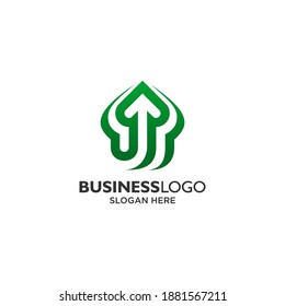 Green arrow for farm and agriculture logo design template