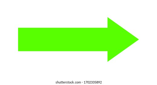 green arrow glowing color for icon isolated on white, arrow green pointer right symbol for direction, simple arrow pointing right for navigation, arrow cursor for digital upload icon, vector