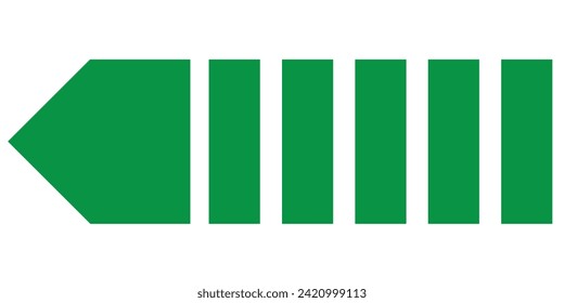 green arrow glowing color for icon isolated on white, arrow green pointer left symbol for direction, simple arrow pointing left for navigation, arrow cursor for digital upload icon, vector,7891