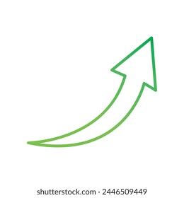 Green arrow glowing color for icon isolated on white, arrow green pointer left symbol for direction, simple arrow pointing left for navigation, arrow cursor with white background.